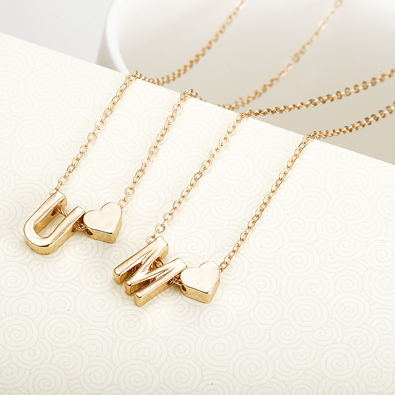 Letter, Heart Shape Pattern Women'S Gender 1 Piece Simple Style Letter Heart Shape Alloy Plating Women's Pendant Necklace