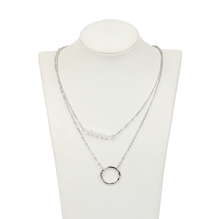 7g Weight Necklace Classification Women'S Gender Gold, Silver Color Fashion Geometric Pearl Multi-layer Copper Necklace Wholesale 5