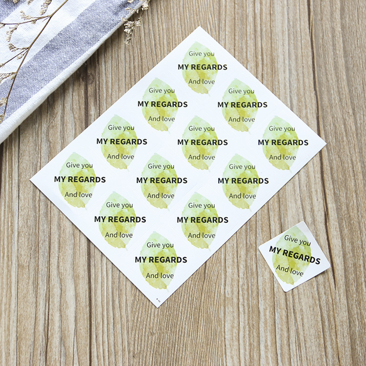 绿叶不干胶贴纸 烘焙装饰封口贴新款 12枚/张|ms