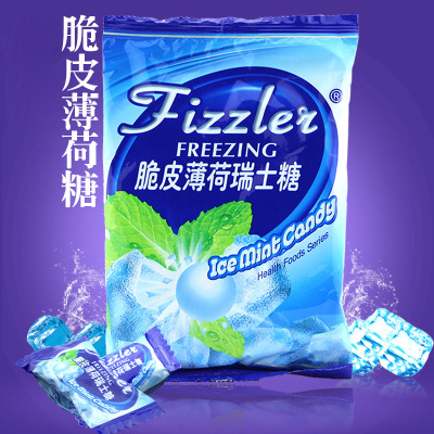 Indonesia Imported Soft candy Fizzlei Crispy refreshing Mint wholesale 105g childhood Reminiscence snacks Bagged