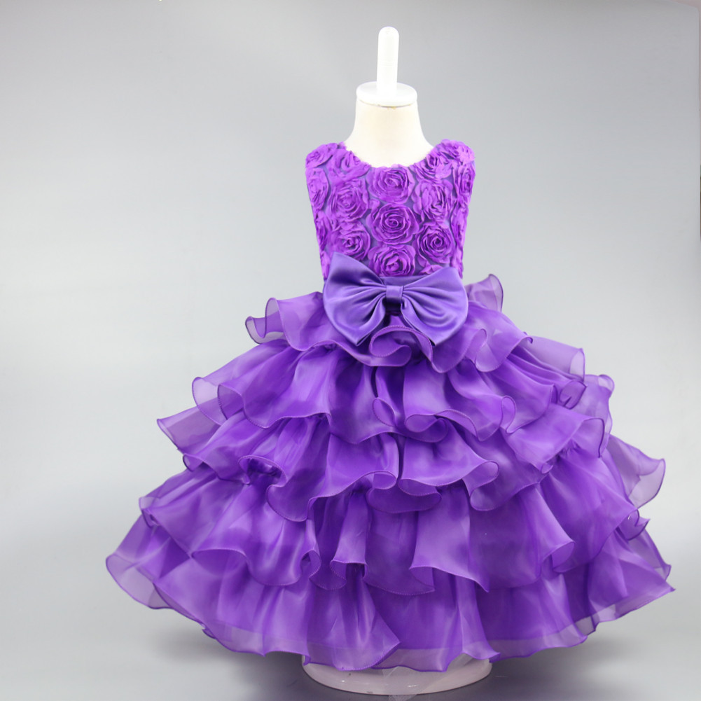 Girls Dress Princess Flower Tutu Flower Girl Bow Wedding Net Skirt display picture 4