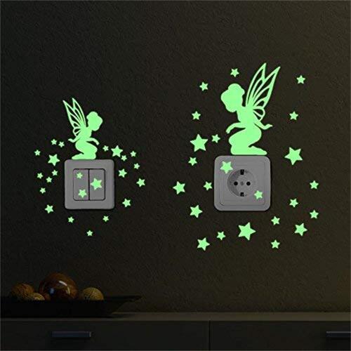 Kunshang New Luminous Flower Fairy Wall Sticker Living Room Bedroom Fluorescent Switch Sticker PVC Removable KS-35