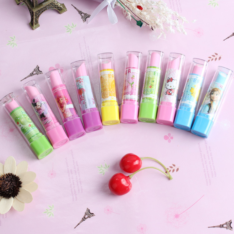 廠家直銷 創意卡通可愛超萌水果 口紅橡皮擦 兒童學習文具獎品