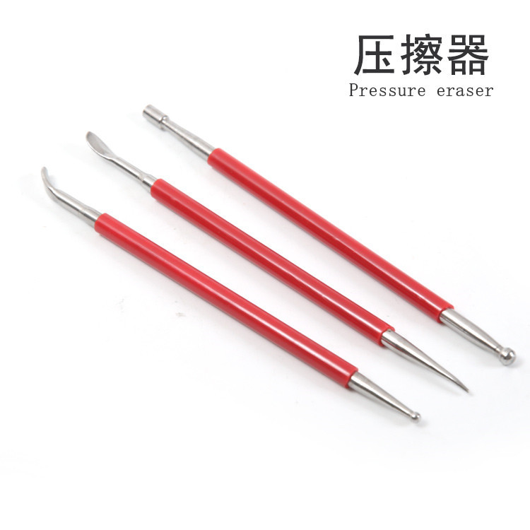 DIY皮艺牛皮革压痕笔3件套手缝描笔划线笔塑型器皮雕工具压擦器