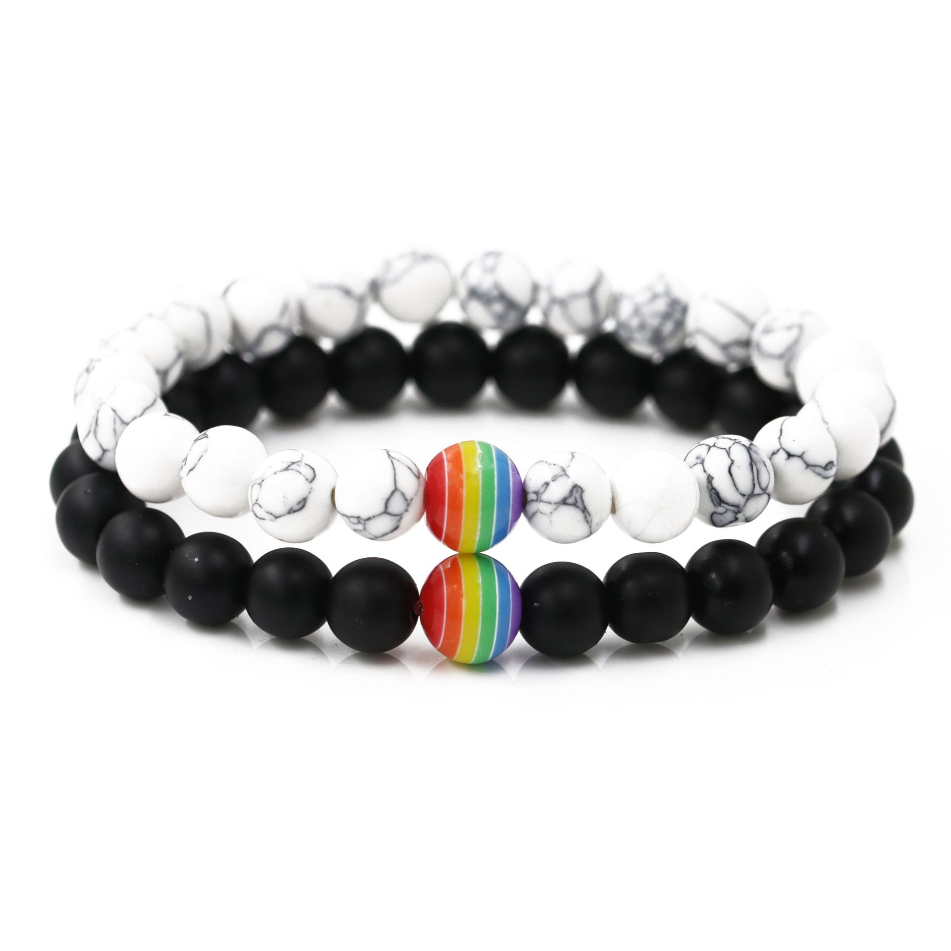 Seven Chakra Energy Turquoise Emperor Picture Stone Couple Bracelet