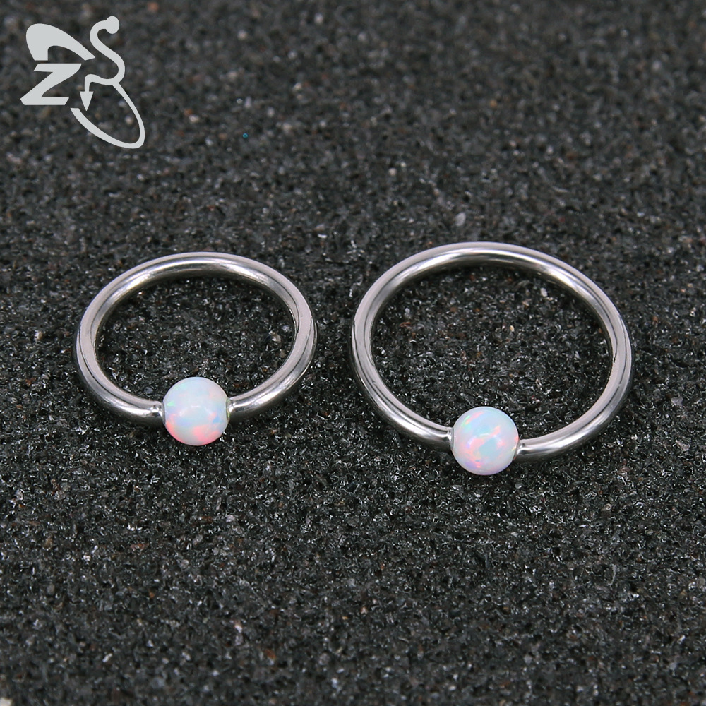 316L Stainless Steel Nose Ring Clip Ball for Women Men - AB White Opal Nose Stud Piercing Jewelry detail image 8