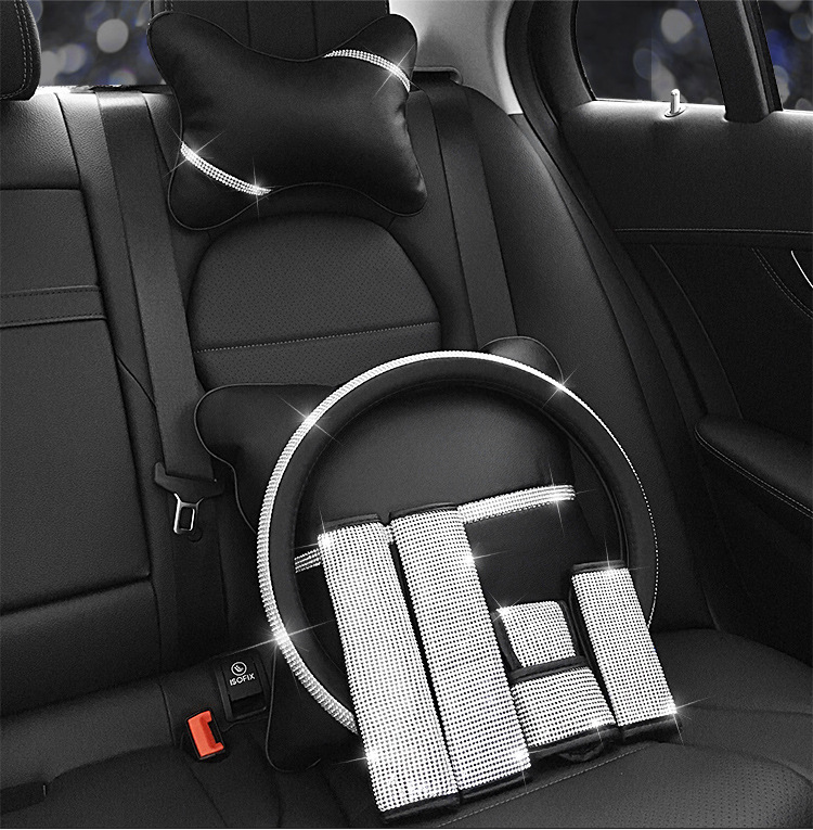 Cross-border car full diamond safety belt shoulder protective cover hand brake cover gear cover gear head car Diamond-embedded interior cover