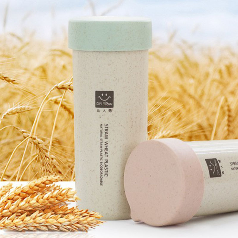 創意小麥稭稈隨手杯 創意學生男女簡約便攜塑料杯茶杯水杯