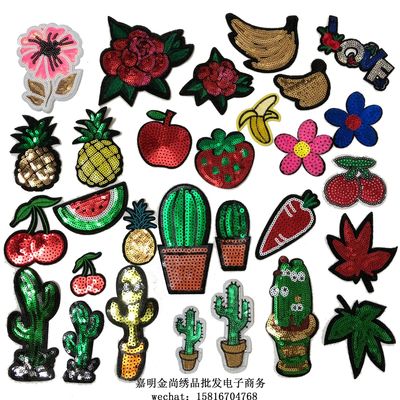 Manufactor Direct selling fruit Cactus Botany Sequin embroidery badge Cloth sticker clothing accessories goods in stock
