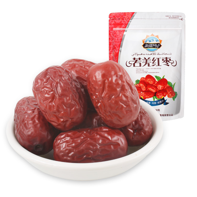 新疆紅棗壹級500g袋裝顆粒飽滿天然吊杆新疆特産零食若羌灰棗批發
