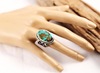 Fashionable turquoise ring with stone, jewelry, accessory, wish, European style