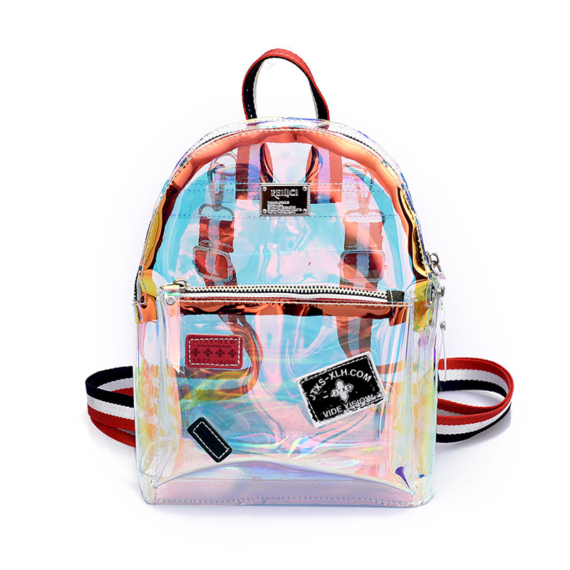 Laser Bag Women's 2020 New Korean Style Fashionable Jelly Transparent Backpack Shoulder Crossbody Bag for Girls