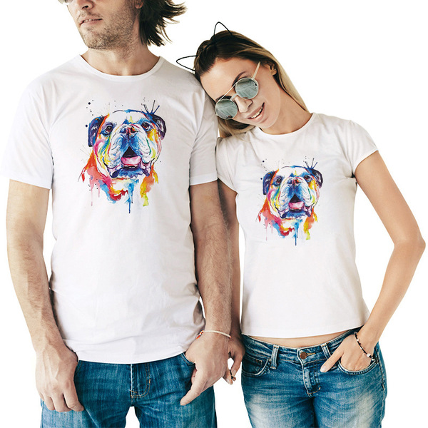 New Couple Creative Dog Digital Printed T-shirt Men’s Shirt