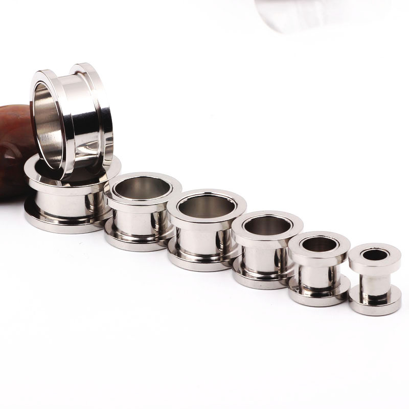 1 Piece Stainless Steel Electroplated Black Silver Color Pulley Ear Piercing Jewelry - Hot-Selling Ear Expander 1.2-25mm detail image 7