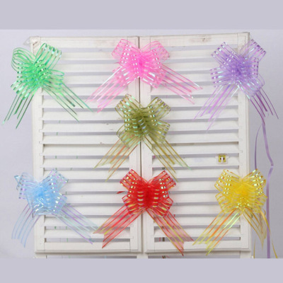 wholesale Wedding supplies Handlebars 5CM Sheer Hand Flower wedding Wedding car decoration bow Coloured ribbon