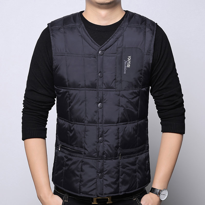 秋冬中老年男士羽绒马甲加厚羽绒背心商务休闲平角羽绒坎肩爸爸装