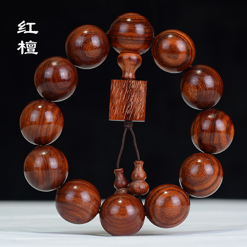 紅檀手串2.0 紅木文玩高密沈水原木佛珠手鏈男女情侶飾品廠家批發