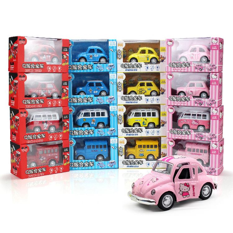 天纳合金小汽车模型儿童玩具小汽车灯光音乐卡通造型摆件批发|ru