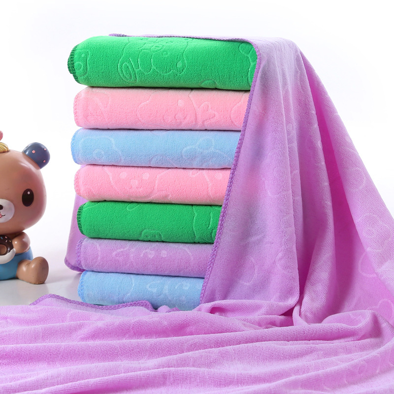 廠家直銷超細纖維壓花小熊浴巾70*140吸水浴巾三秒快幹巾贈品批發
