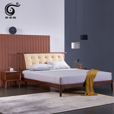 一件代发北欧全实木床1.8m经济型双人床简约小户型主卧白蜡木皮床