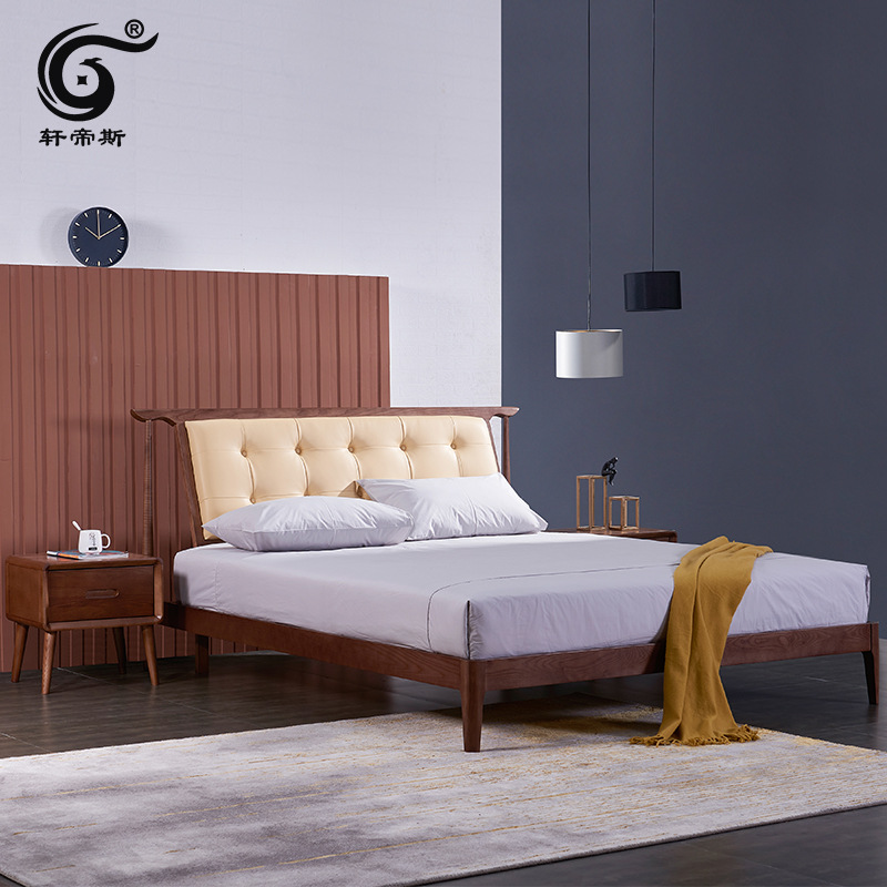 一件代发北欧全实木床1.8m经济型双人床简约小户型主卧白蜡木皮床