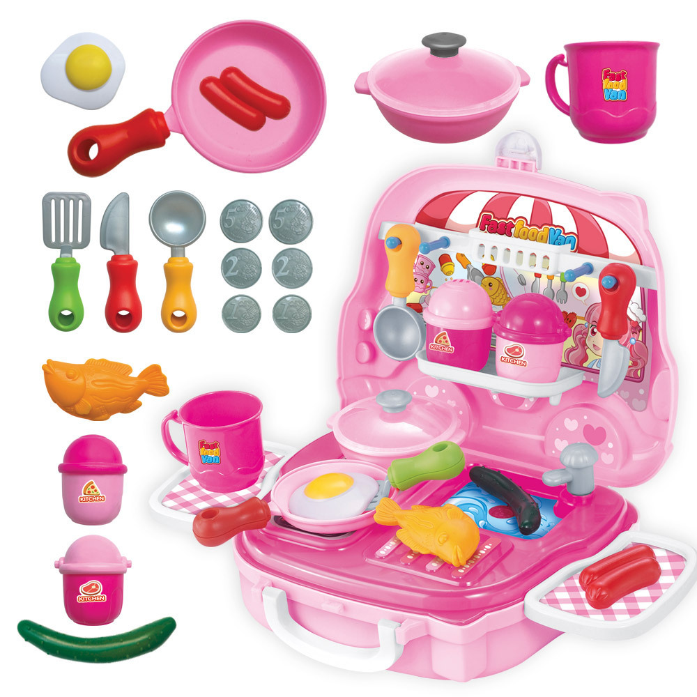 微供儿童厨房做饭餐具切切乐梳妆台过家家手提箱玩具工具箱2|ms