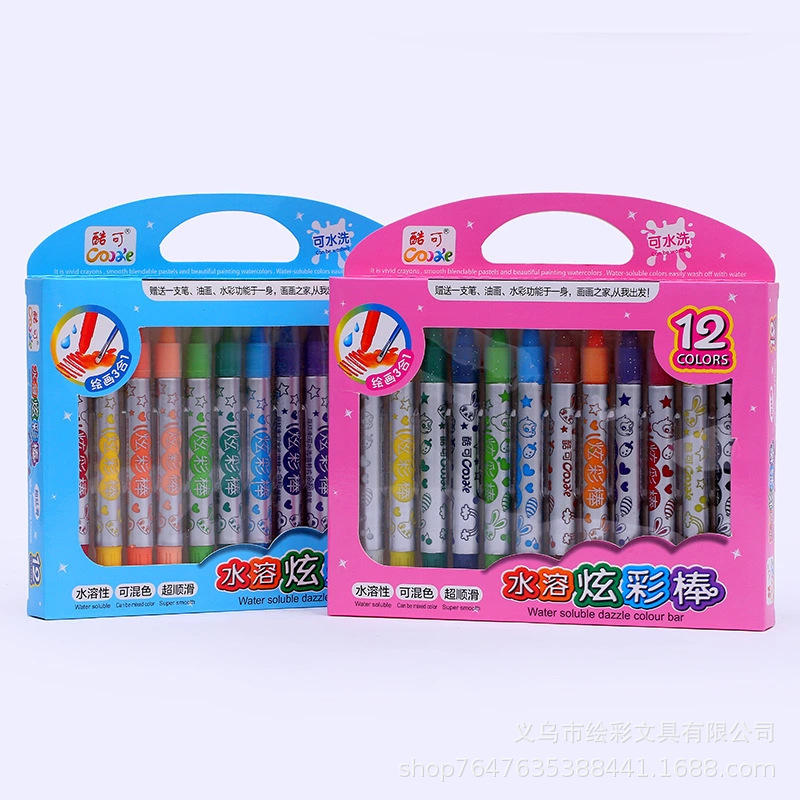6/12/24色儿童环保炫彩棒无毒蜡笔美术文具幼儿园绘画画笔油画棒