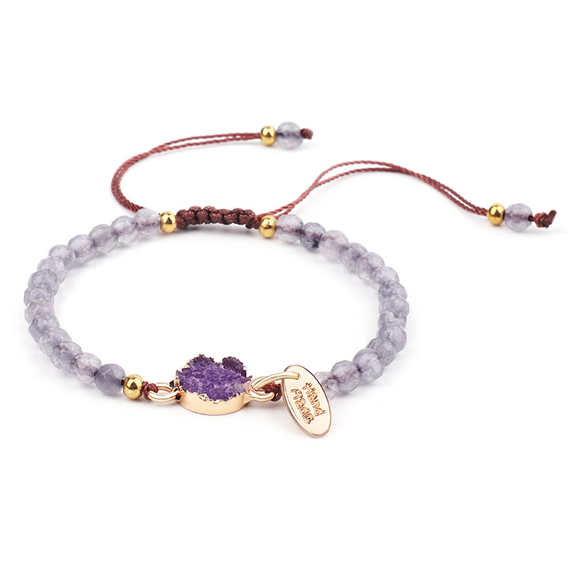 Mother's Day Gift Handwoven Pink Stone Bracelet