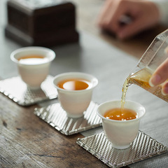 Alloy hammered coasters, insulated imitation bronze tea cups, Japanese kung fu tea sets, tea ceremony accessories, factory direct sales