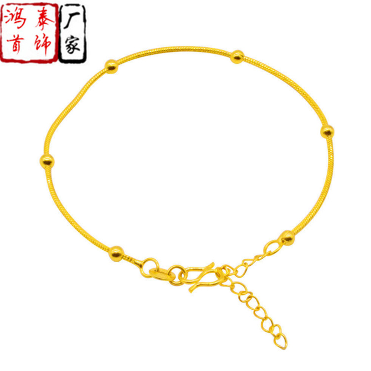 新款镀黄金手链 沙金女士节节高手链 盒子四叶草 欧币镀厚金首饰