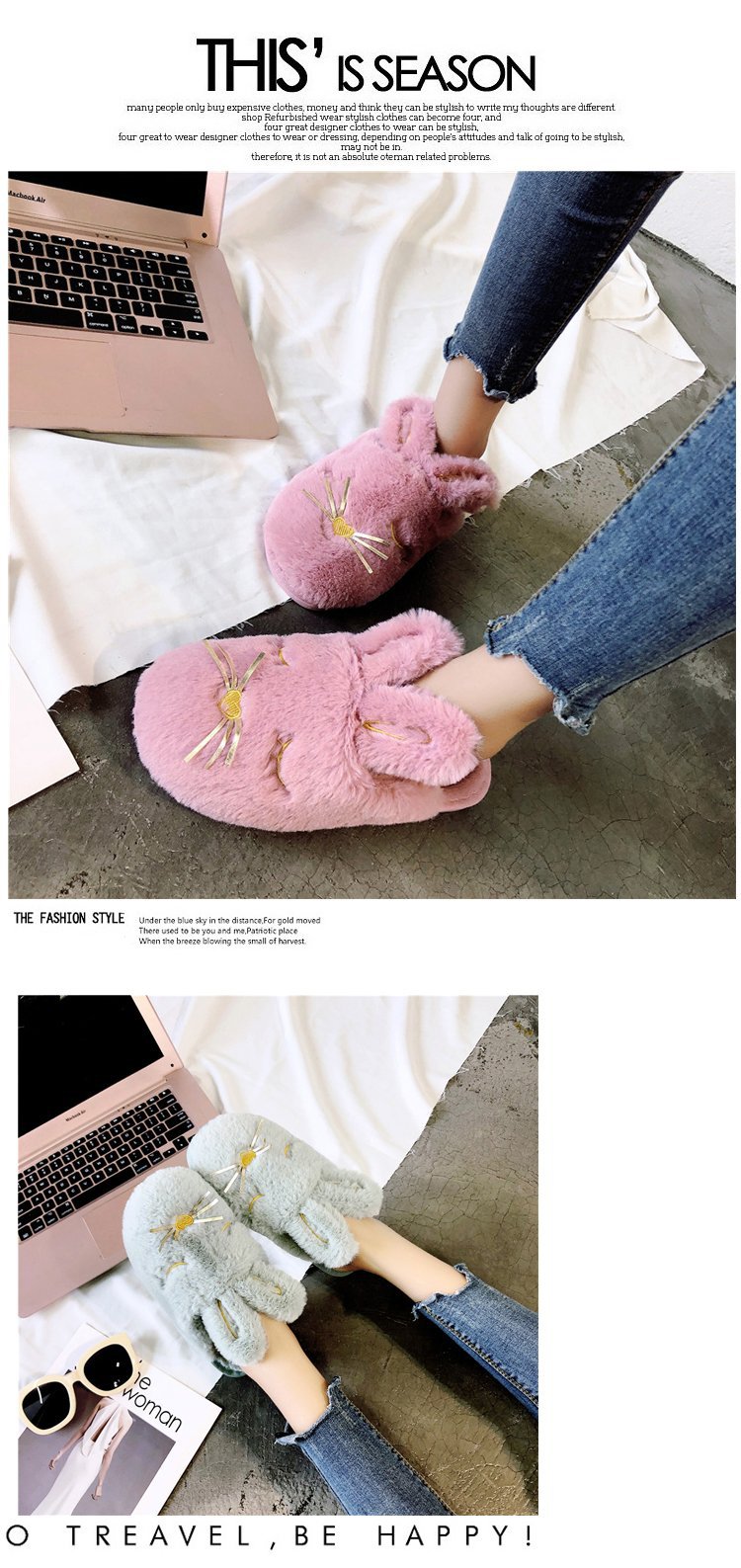 厂家直销新款厚底毛绒棉拖鞋秋冬季家居保暖柔软卡通女士棉拖批发