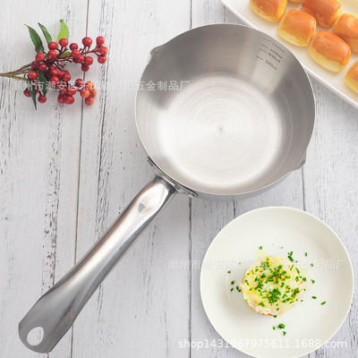 海拓厂家厨房酒店用品不锈钢特厚雪平锅 单柄煮面汤锅平底奶锅|ms