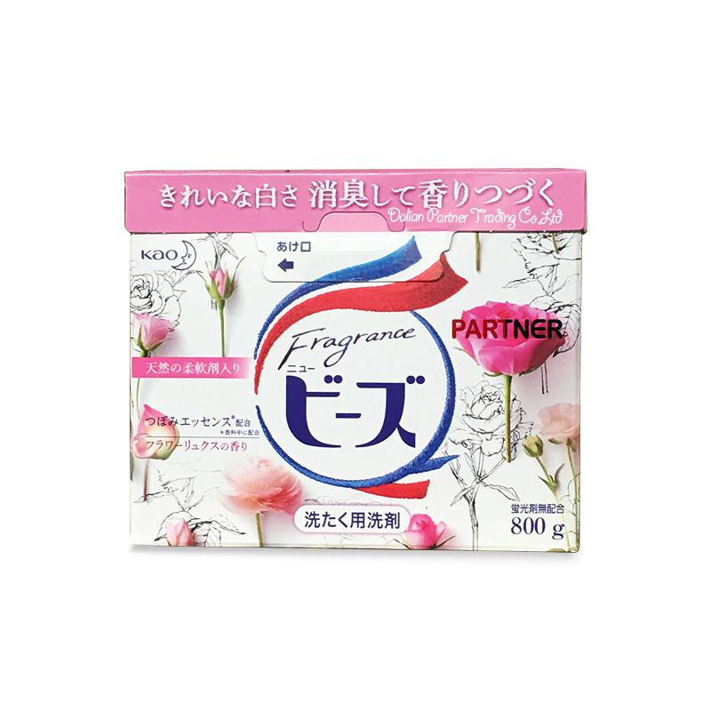 日本进口KAO花王玫瑰洗衣粉含柔顺剂不含荧光剂 800g(箱规:8)