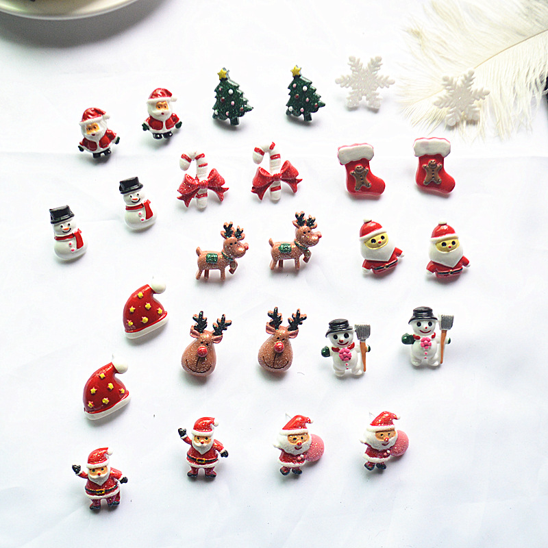 7g Weight Earrings Event & Party Supplies Fashion Santa Claus Elk Resin Women's Ear Studs 1 Pair