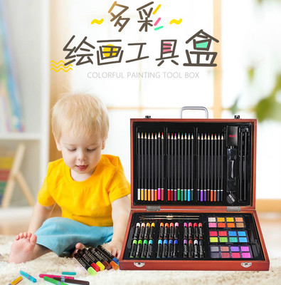 H&B 82件油画棒儿童绘画套装 大礼盒画笔水彩笔儿童绘画文具套装|ms