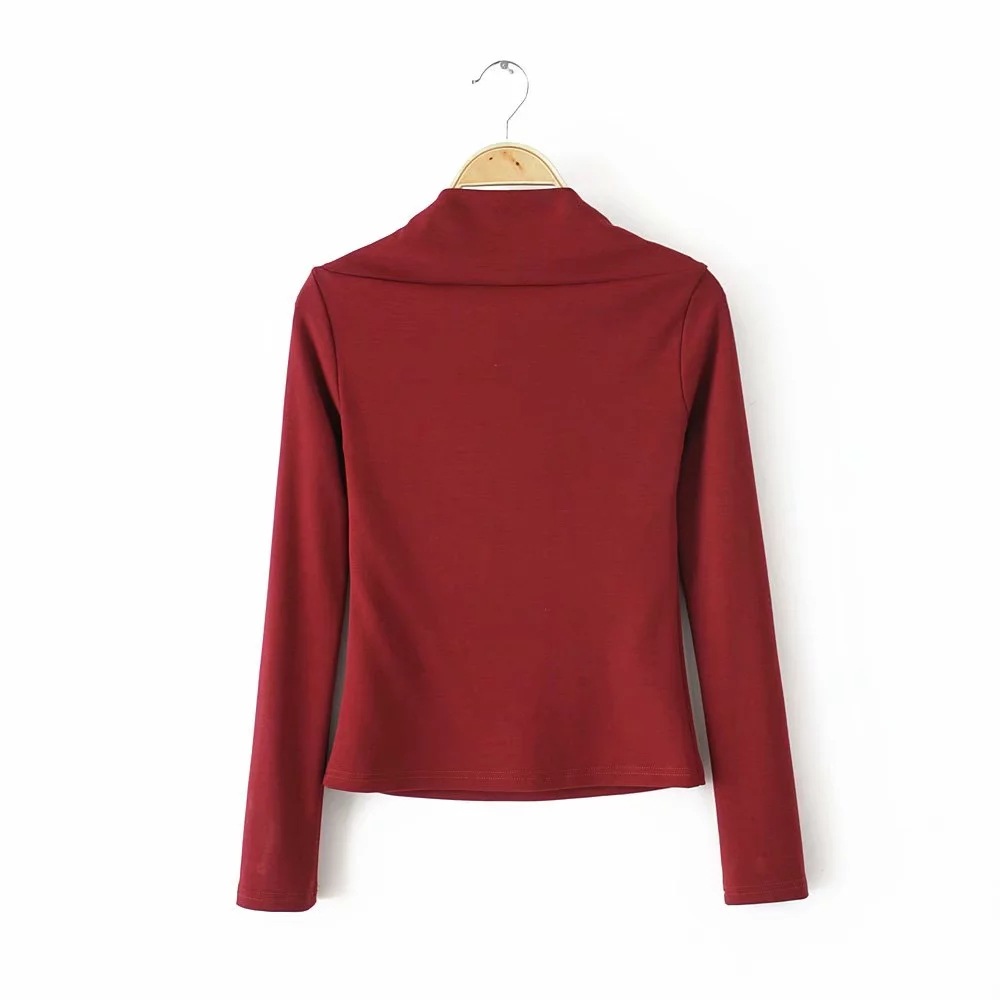 Fashion solid color long sleeve top NSHS46830