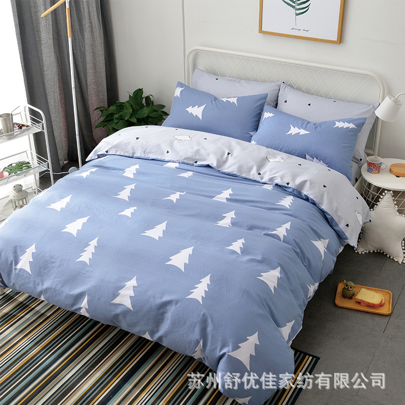 新款全棉简约个性时尚三件套 全棉活性印花床单式四件套厂家批发