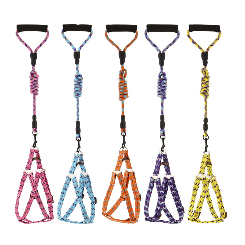 宠物绳纯色提花狗狗牵引绳登山绳项圈宠物用品狗绳胸背厂家直销|ru