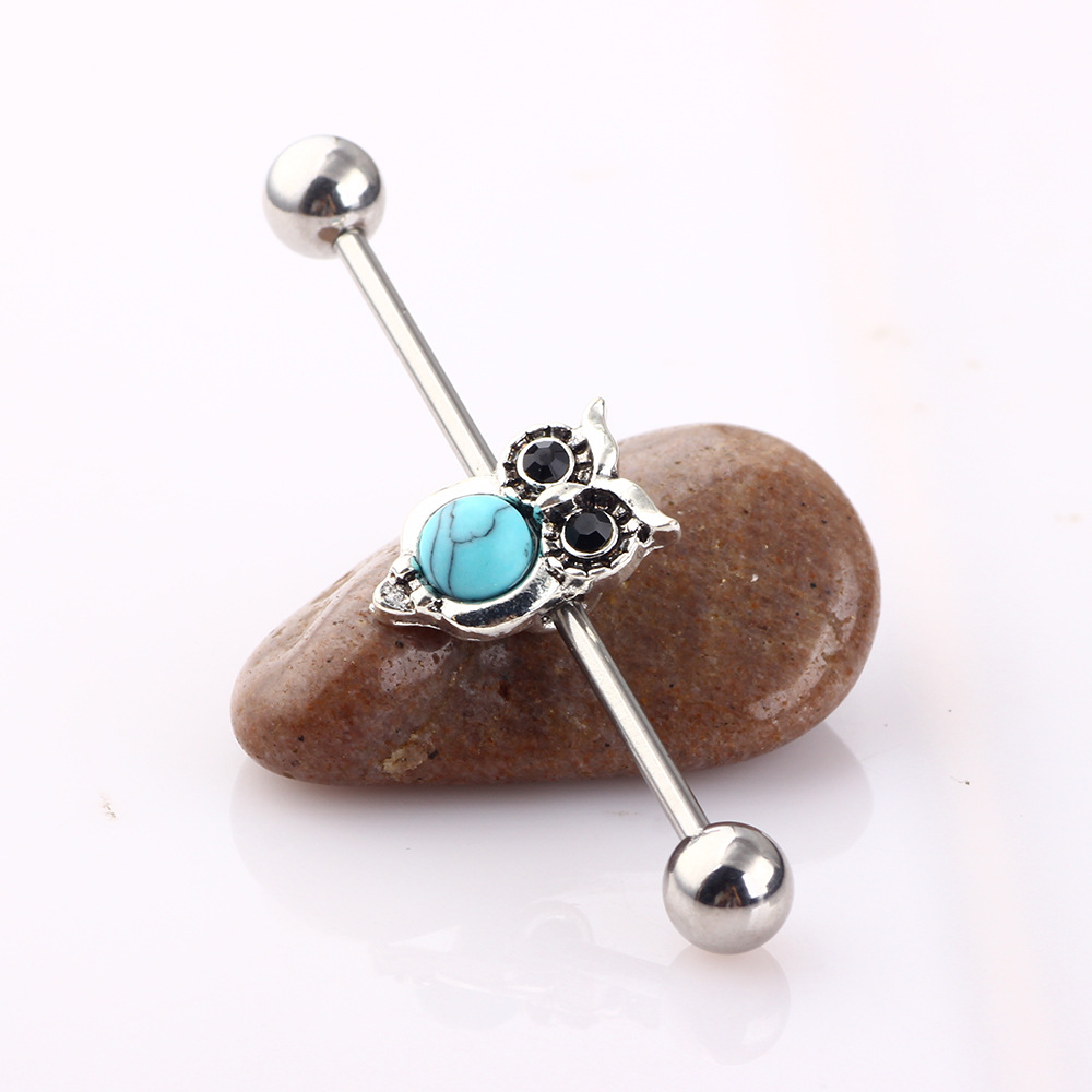 Owl Industrial Ear Studs Tongue Nail Piercing Expansion - Metal Animal Earring detail image 8