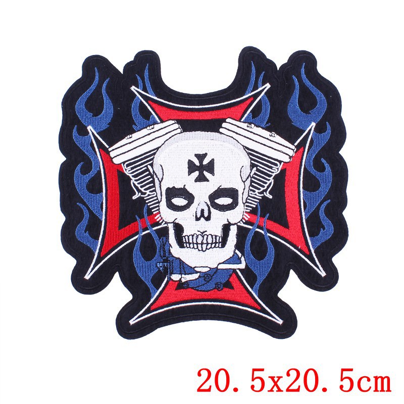 Skull Punk Large Back Patch &ndash; Biker & Punk Embroidered Patch
