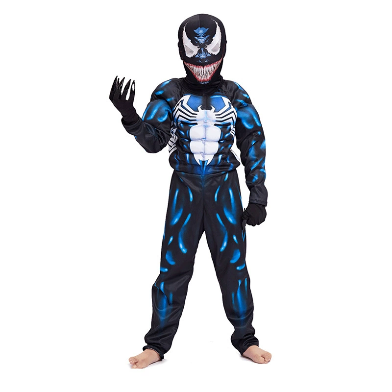 Halloween cosplay nọc độc quần áo trẻ em siêu anh hùng cosplay biểu diễn trang phục biểu diễn