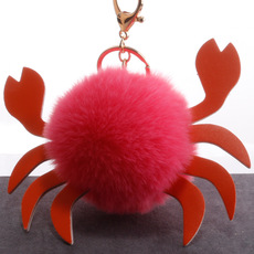 Sequined crab keychain hair ball pendant new pu crab shape bag pendant backpack cartoon ornamentspicture24