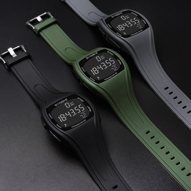 Multifunctional electronic watch sports men's time record waterproof watch 3D step counting sports watch male student anti-fall_voghion.com