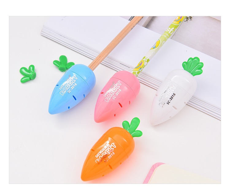 10g Weight Plastic Material Creative Stationery Cartoon Simple Small Fresh Carrot Pencil Sharpener 6