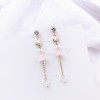 Long asymmetrical earrings handmade with tassels, Korean style