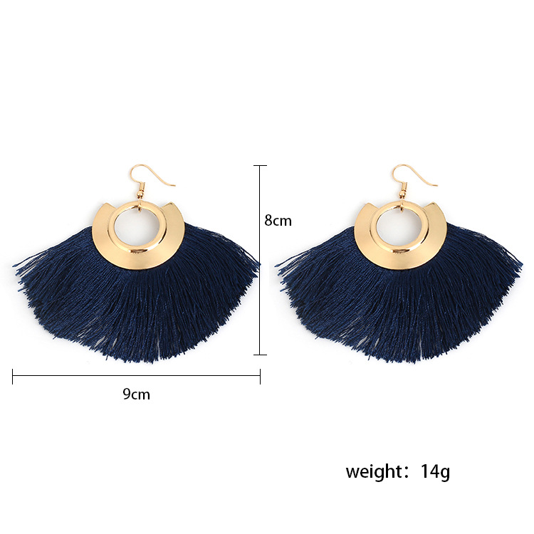14g Weight No Inlaid Inlay Material Earrings Classification Anniversary, Travel Occasion Women'S Gender Ethnic Style Style Grey, White, Pink, Red, Blue, Black Color  New Ethnic Style  Fan-shaped Tassel Plus Pearl Earrings 无