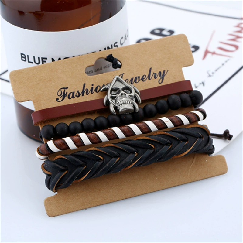 Кожаный чехол, мужской набор, ретро тка́нный браслет, AliExpress, европейский стиль, натуральная кожа