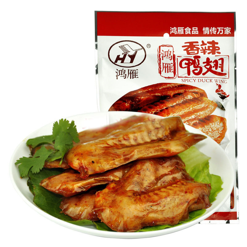鸿雁香辣鸭翅100g辣条KTV休闲食品便利店超市夜场出厂价批发大量|ru