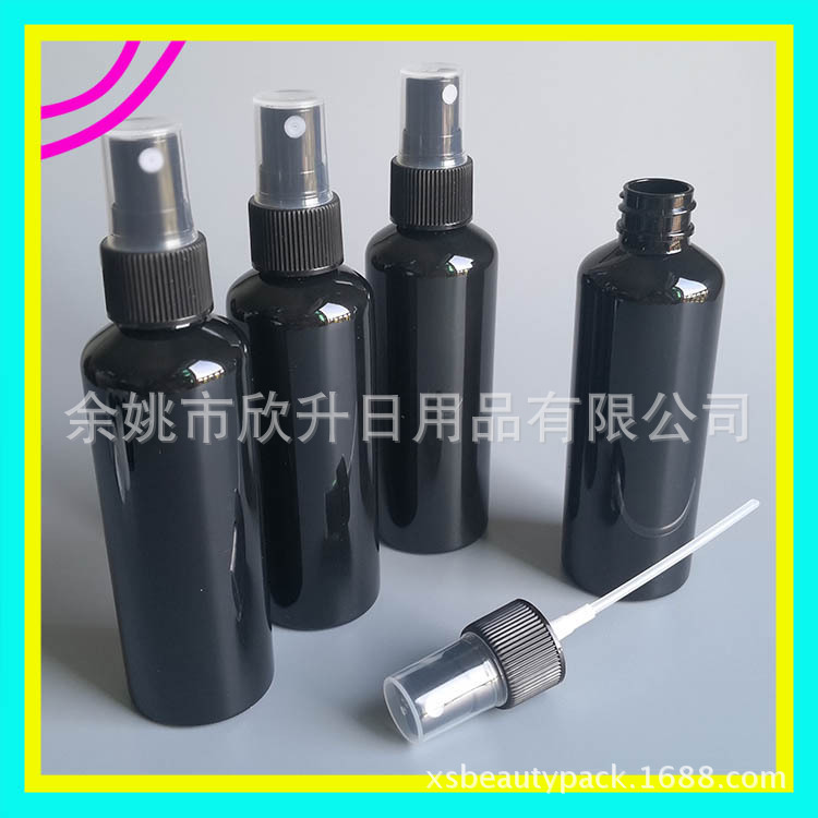 黑色圆肩瓶100ml纯露喷瓶 清洁液体瓶化妆品细雾瓶100ml喷雾瓶