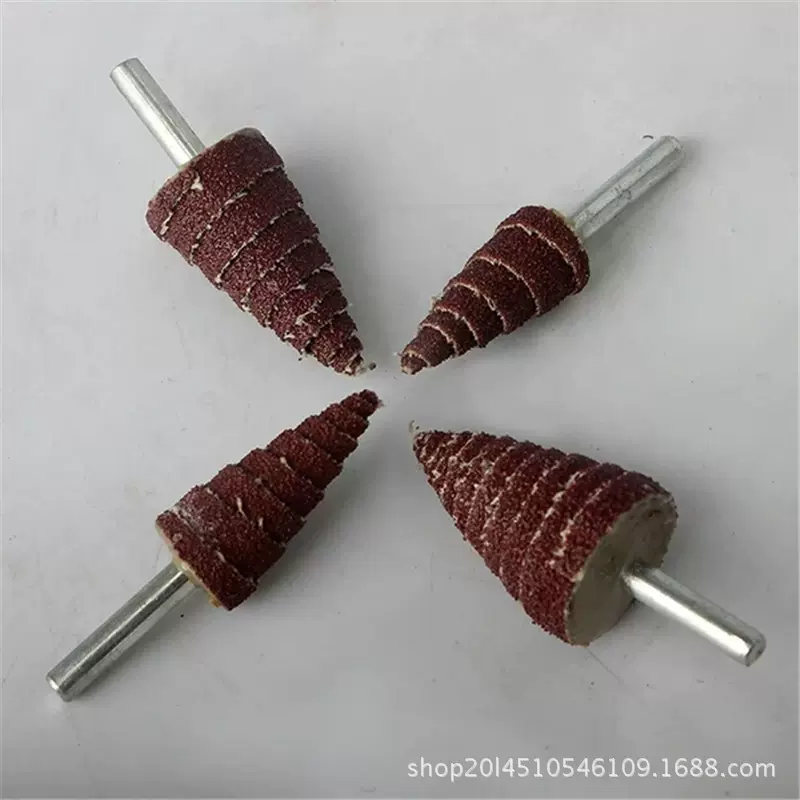 尖头锥形带柄百叶轮磨头 砂纸磨头 塔形纱布魔头 抛光轮 千叶轮16